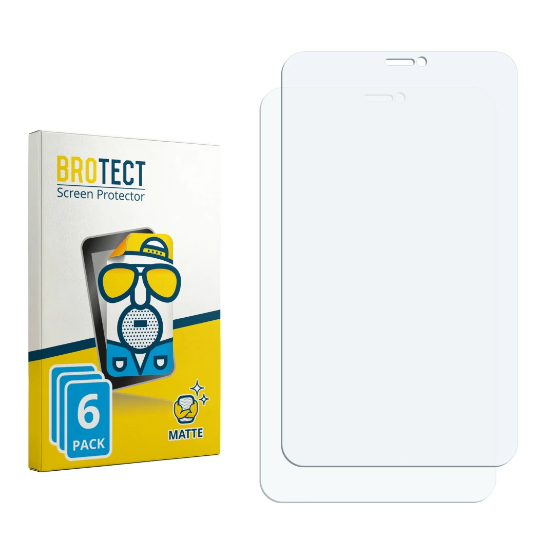Front side of a product packaging with the brand logo BROTECT. Next to it is the corresponding screen protector.