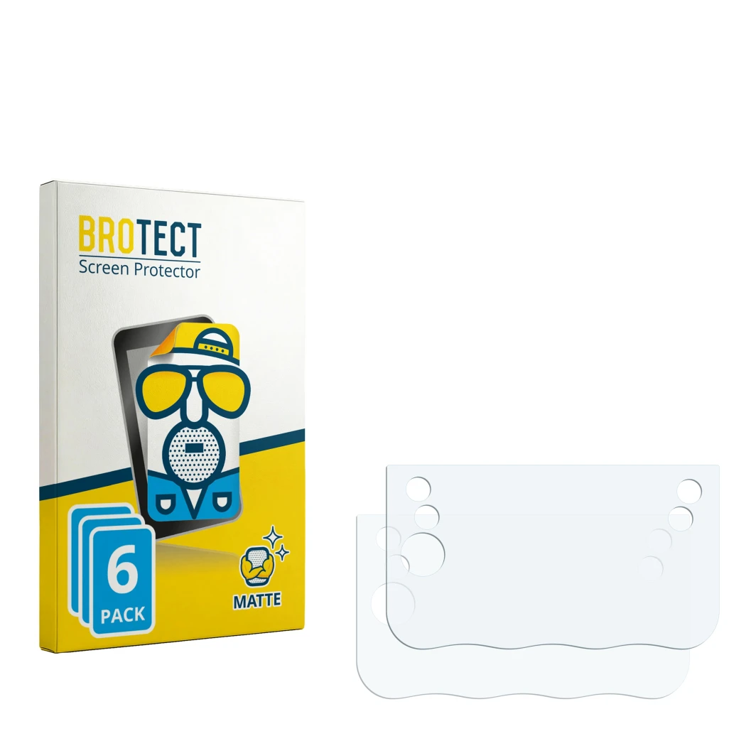 Front side of a product packaging with the brand logo BROTECT. Next to it is the corresponding screen protector.