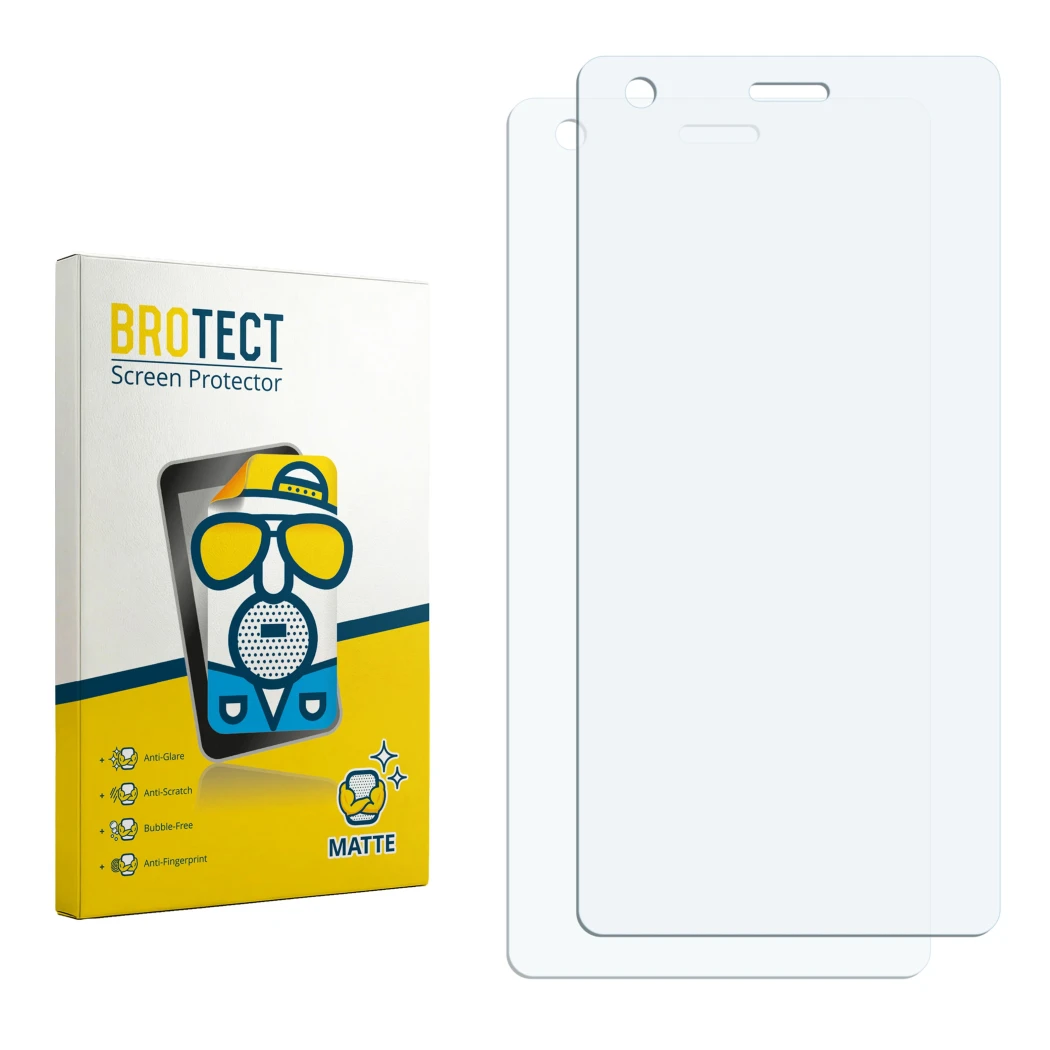 Front side of a product packaging with the brand logo BROTECT. Next to it is the corresponding screen protector.