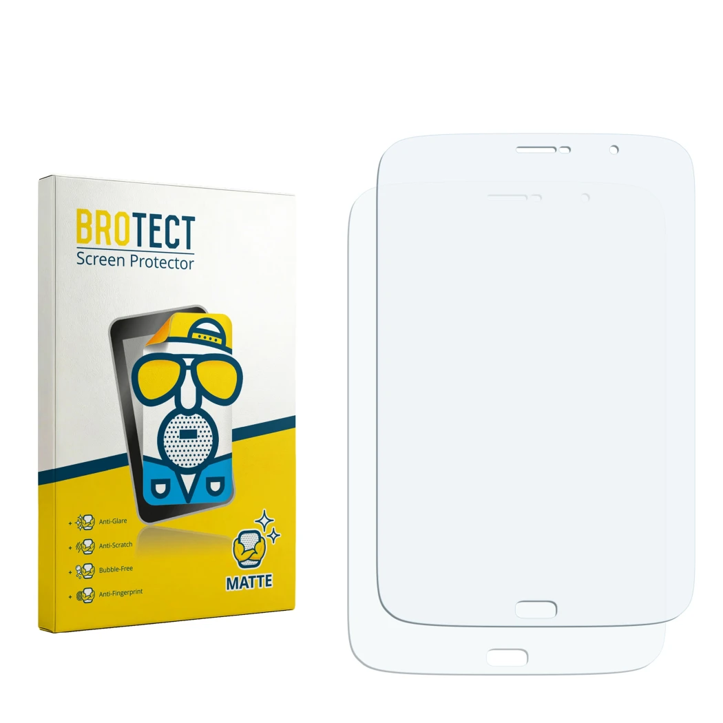 Front side of a product packaging with the brand logo BROTECT. Next to it is the corresponding screen protector.