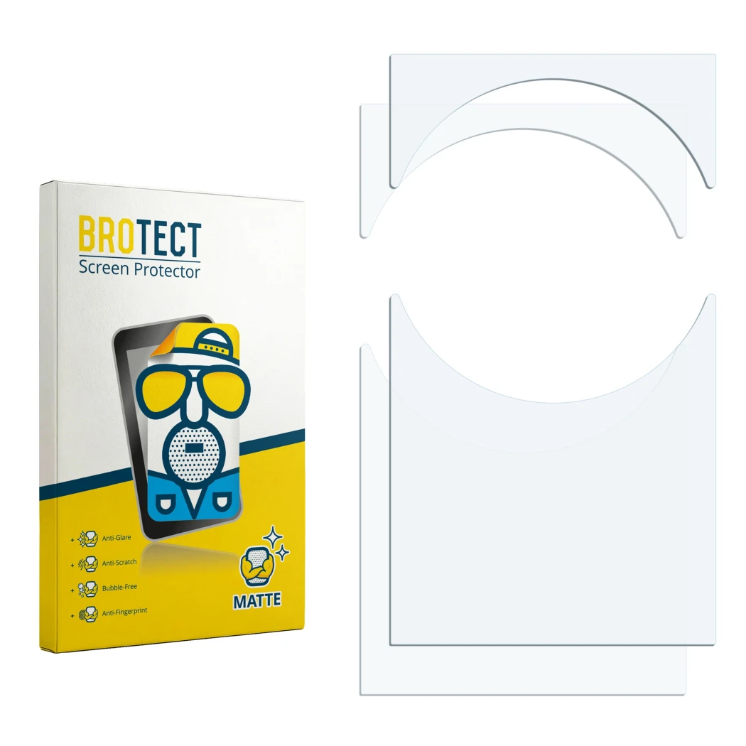 Front side of a product packaging with the brand logo BROTECT. Next to it is the corresponding screen protector.