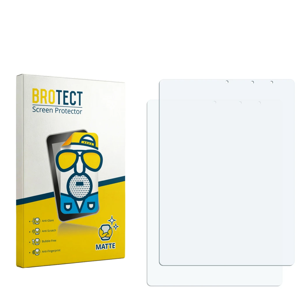Front side of a product packaging with the brand logo BROTECT. Next to it is the corresponding screen protector.