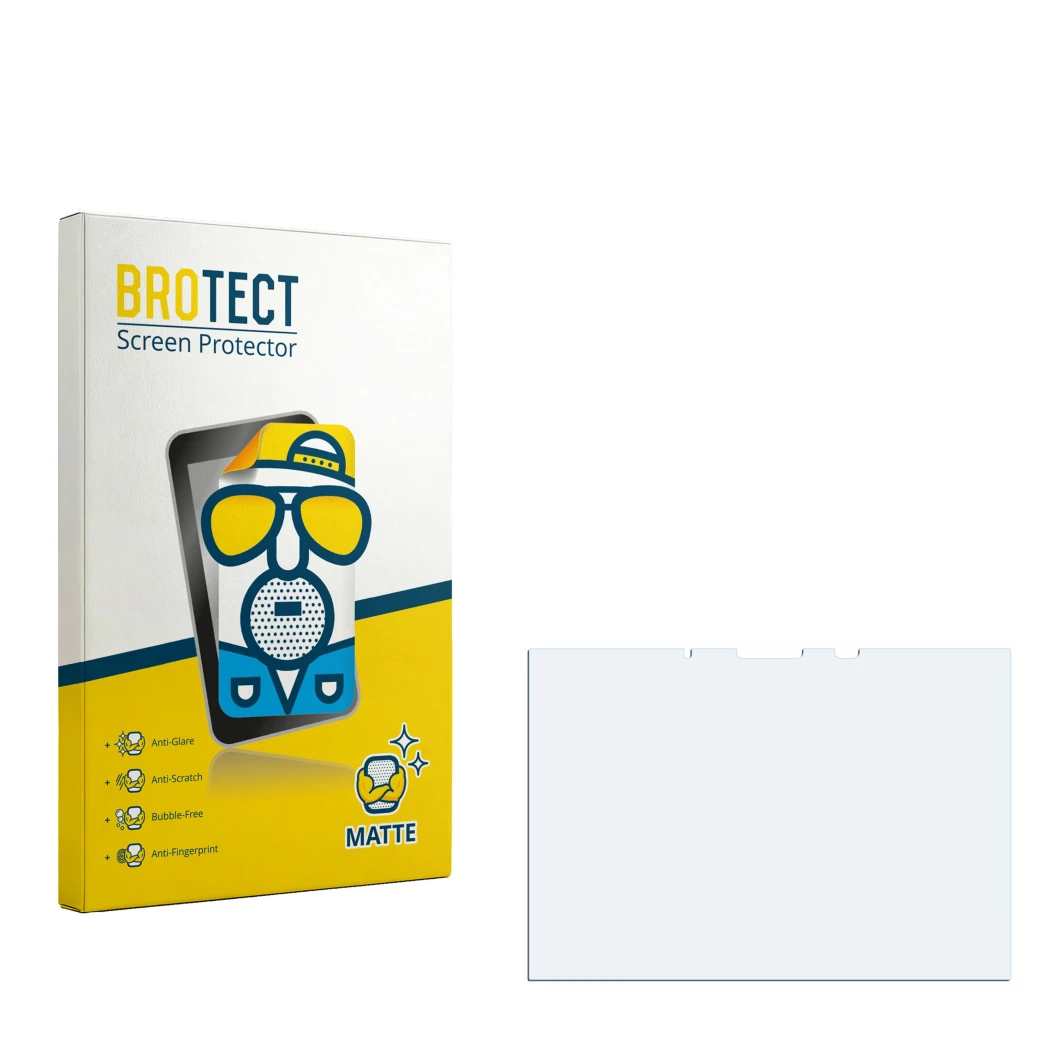 Front side of a product packaging with the brand logo BROTECT. Next to it is the corresponding screen protector.