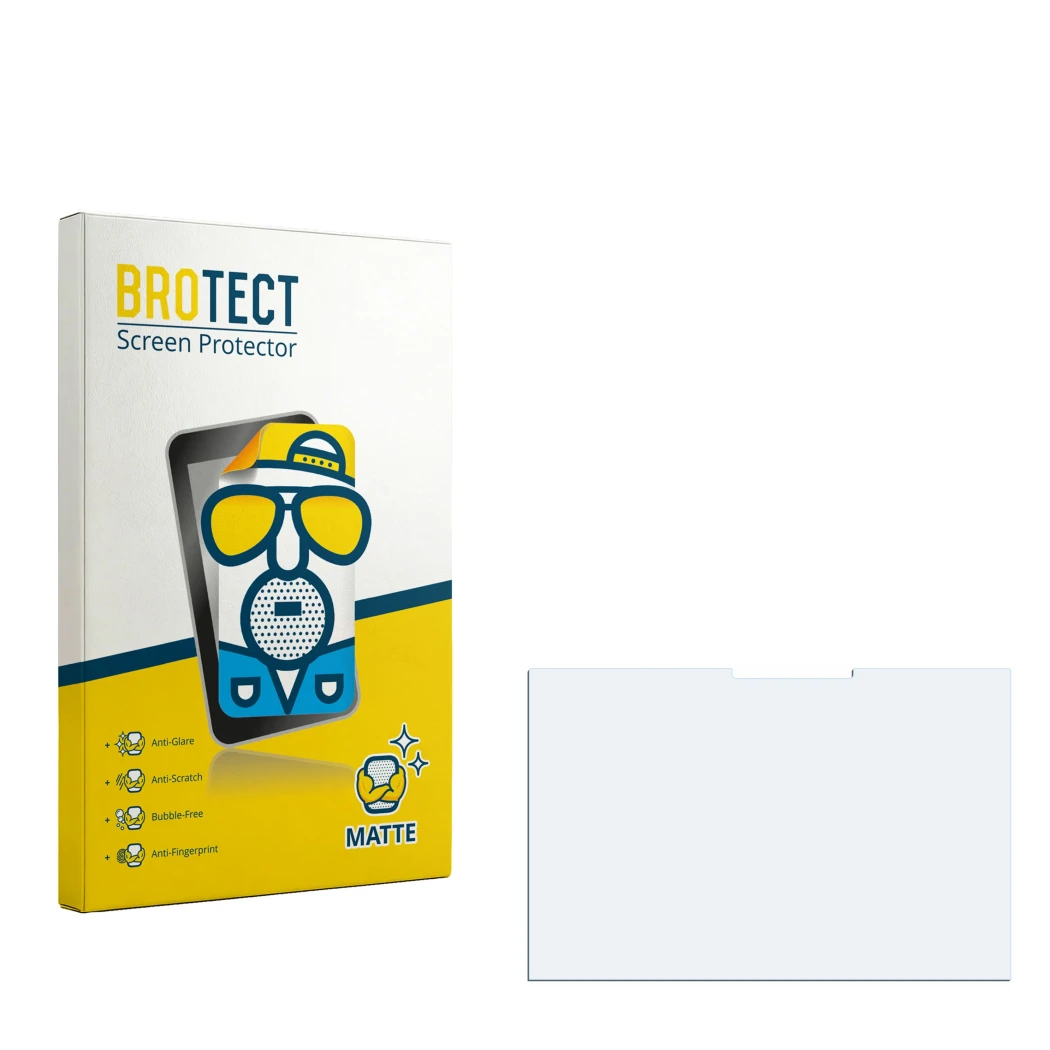Front side of a product packaging with the brand logo BROTECT. Next to it is the corresponding screen protector.