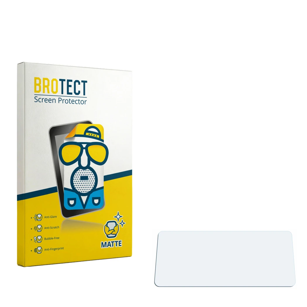 Front side of a product packaging with the brand logo BROTECT. Next to it is the corresponding screen protector.