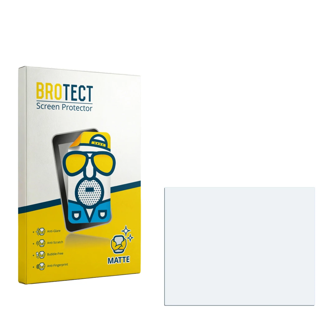 Front side of a product packaging with the brand logo BROTECT. Next to it is the corresponding screen protector.