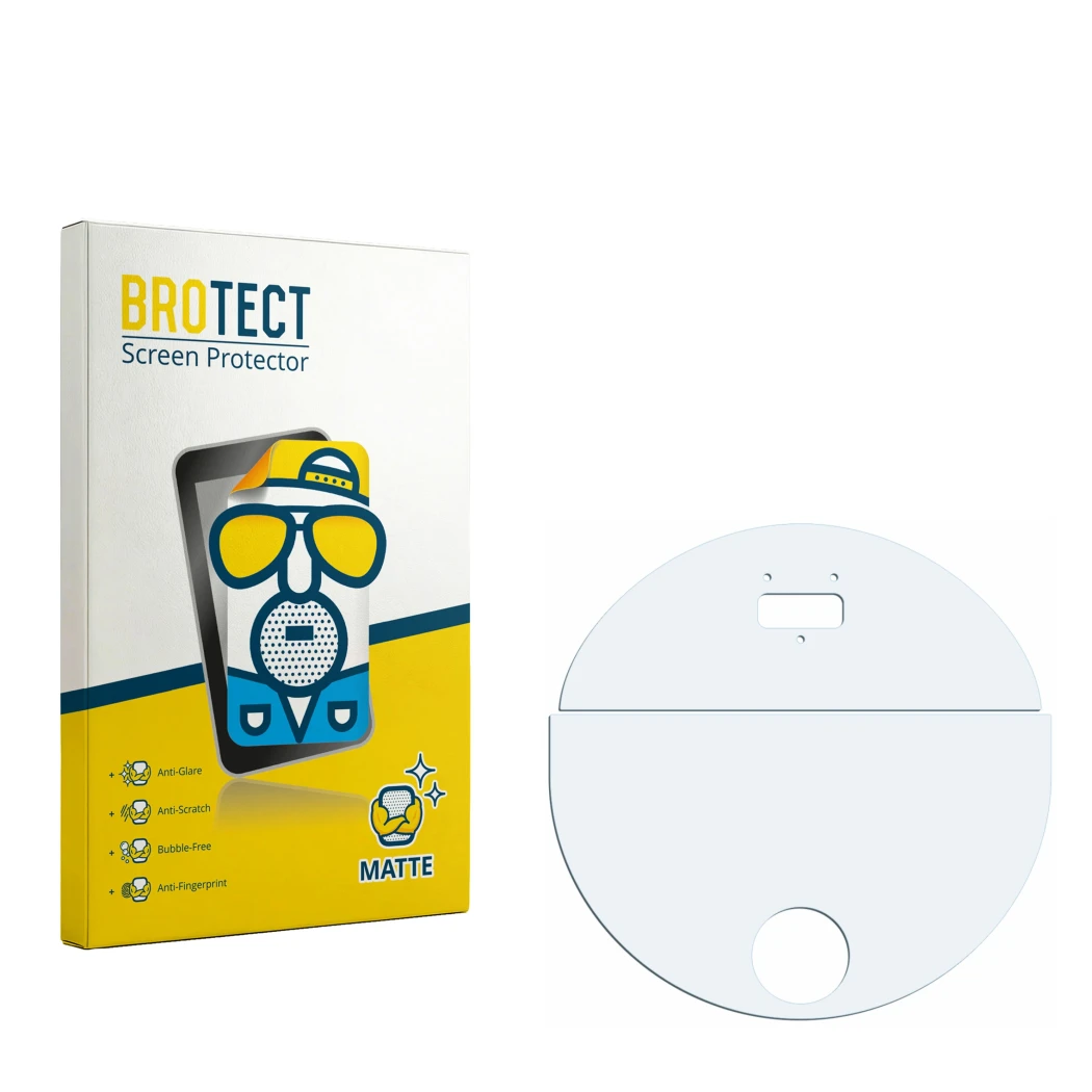 Front side of a product packaging with the brand logo BROTECT. Next to it is the corresponding screen protector.