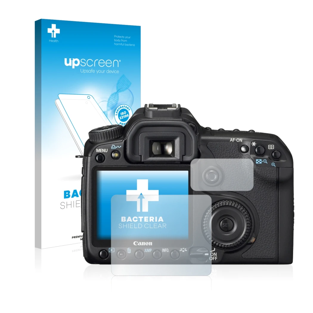 Front side of a product packaging with the brand logo upscreen. Next to it is the device Canon EOS 40D shown with the correspo