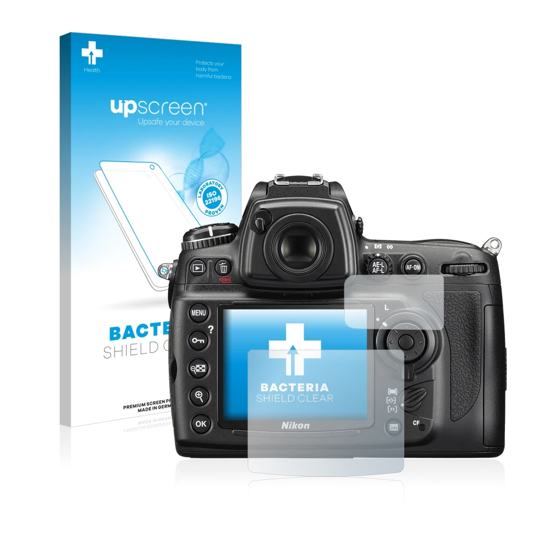 Front side of a product packaging with the brand logo upscreen. Next to it is the device Nikon D700 shown with the correspondi