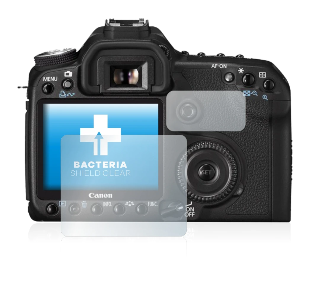 Image of the device Canon EOS 50D with a wide variety of screen protectors.