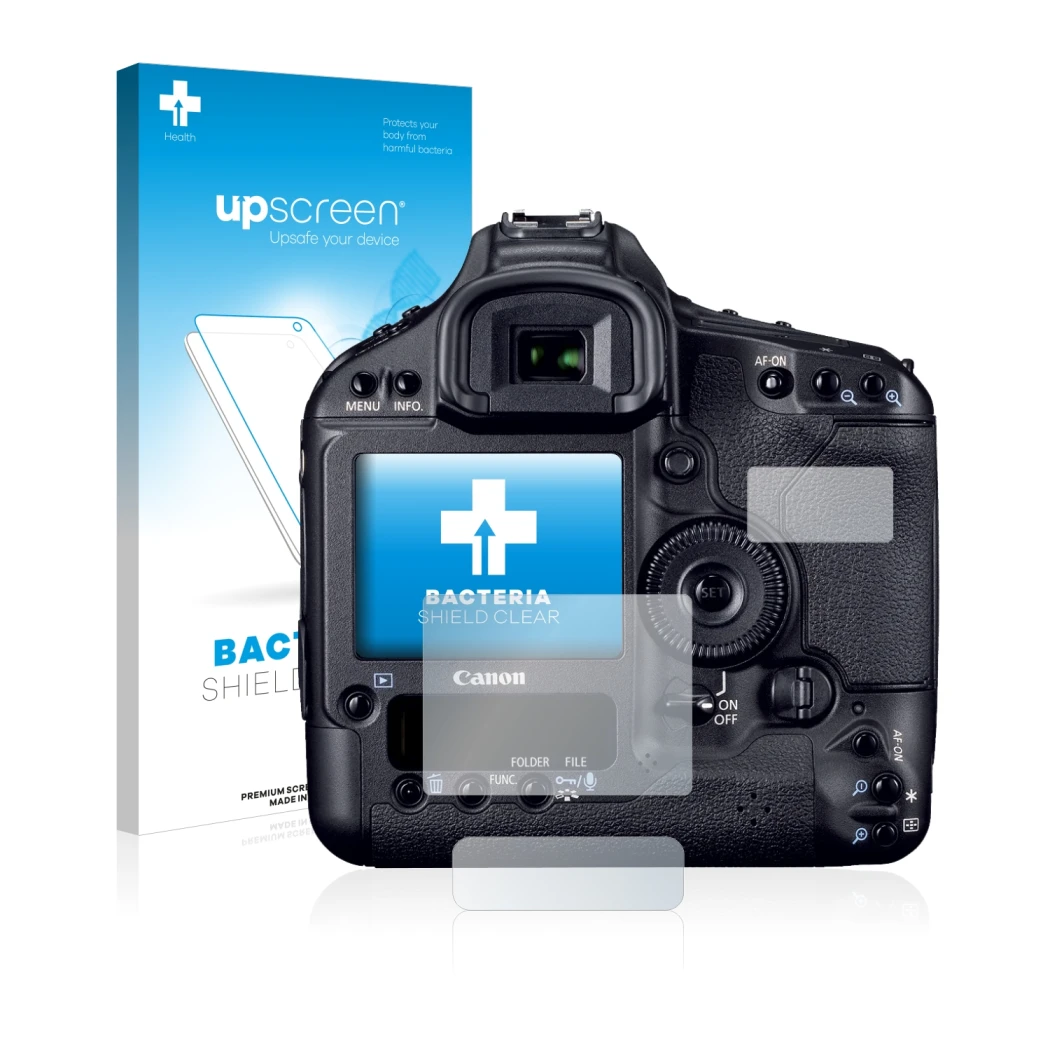 Front side of a product packaging with the brand logo upscreen. Next to it is the device Canon EOS 1D Mark IV shown with the c