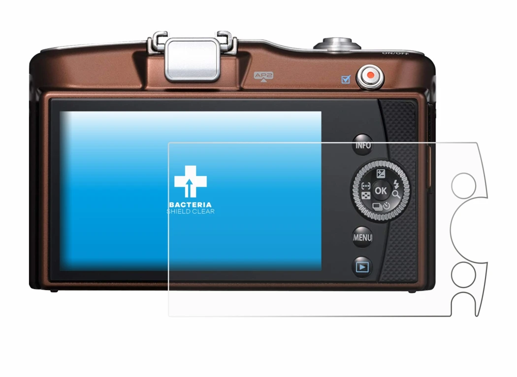 Image of the device Olympus PEN E-PM1 with a wide variety of screen protectors.