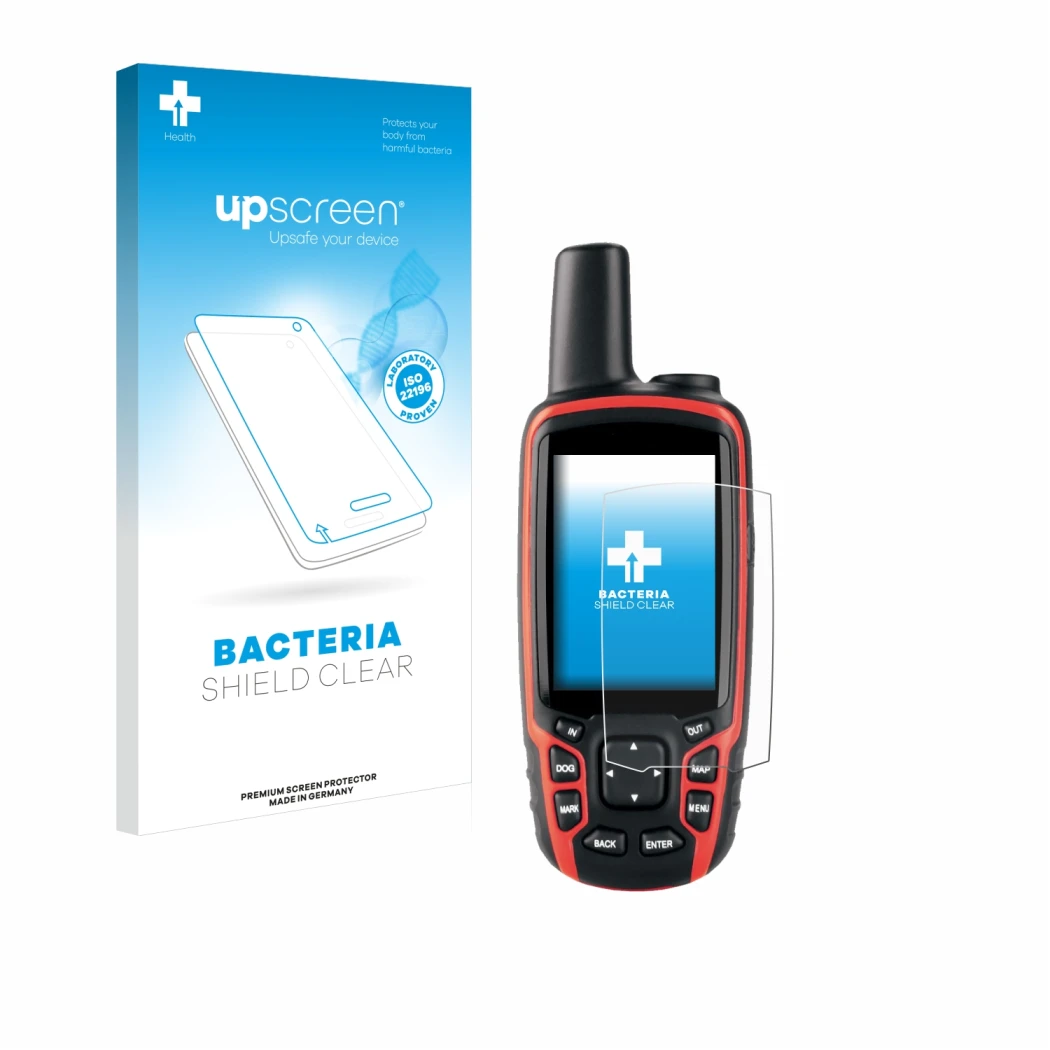 Front side of a product packaging with the brand logo upscreen. Next to it is the device Garmin Astro 320 shown with the corre