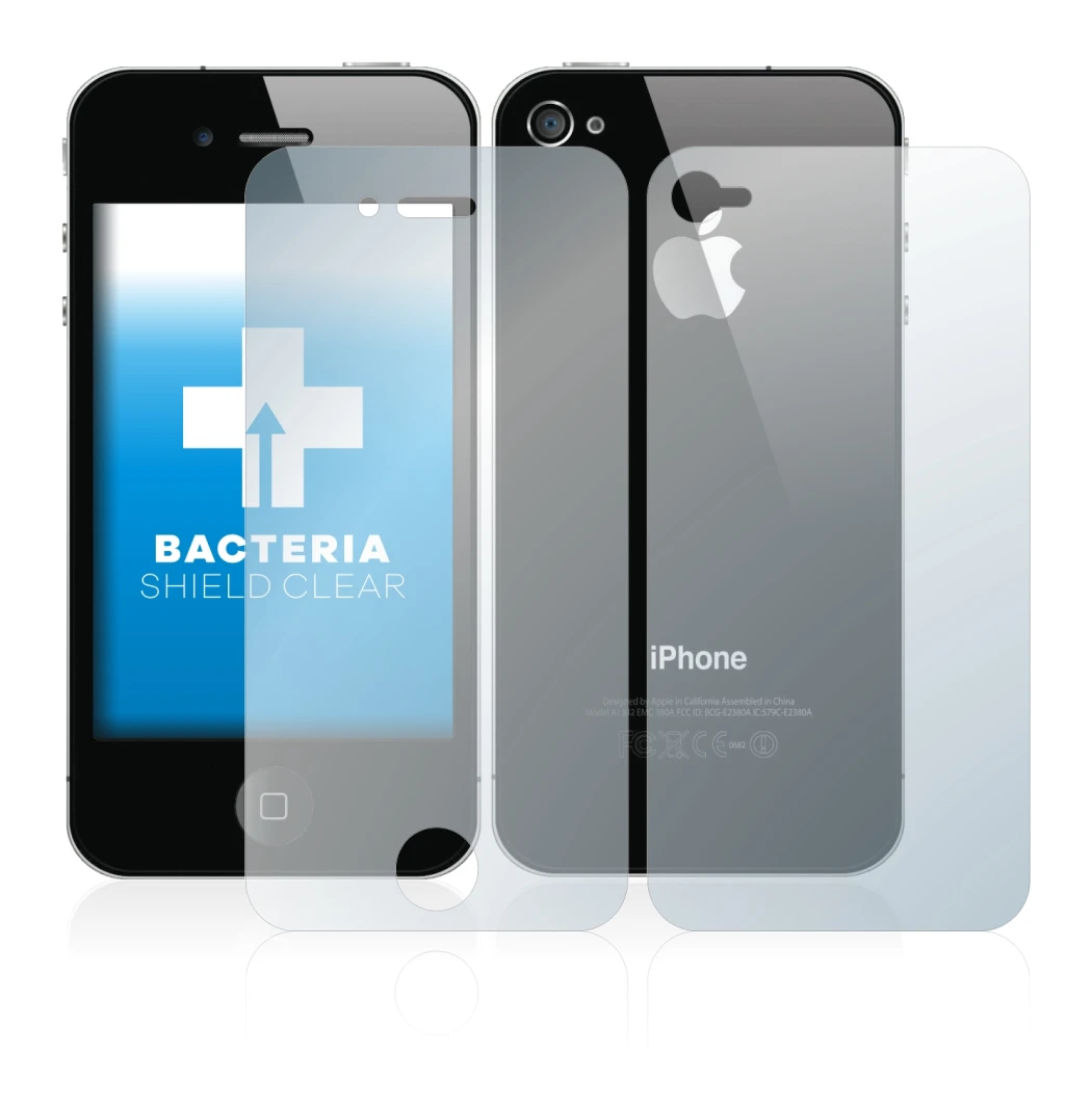 Image of the device Apple iPhone 4S (Front+Back) with a wide variety of screen protectors.
