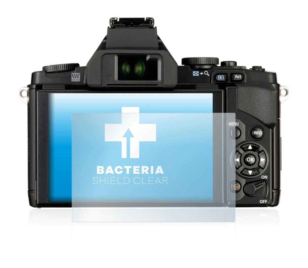 Image of the device Olympus OM-D E-M5 with a wide variety of screen protectors.