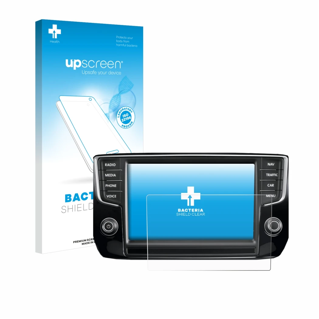 Front side of a product packaging with the brand logo upscreen. Next to it is the device Volkswagen Passat 2015 Discover Pro 8