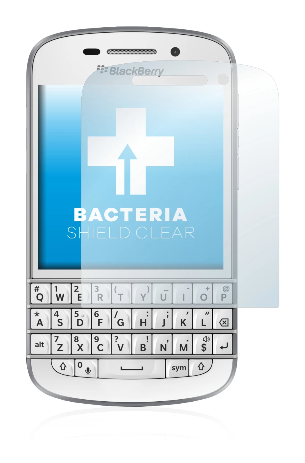Image of the device BlackBerry Q10 with a wide variety of screen protectors.