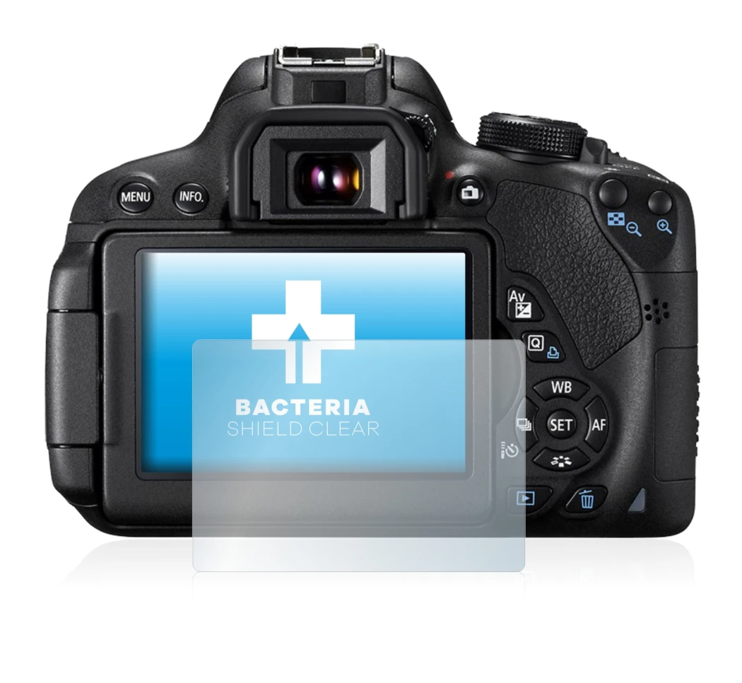Image of the device Canon EOS 700D with a wide variety of screen protectors.