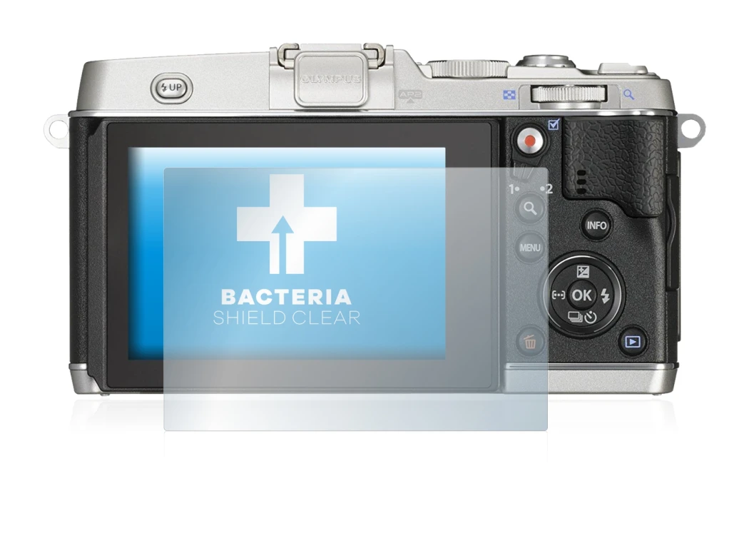 Image of the device Olympus PEN E-P5 with a wide variety of screen protectors.