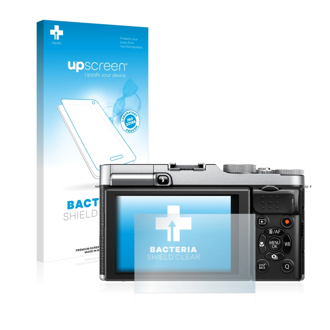 Front side of a product packaging with the brand logo upscreen. Next to it is the device Fujifilm X-M1 shown with the correspo