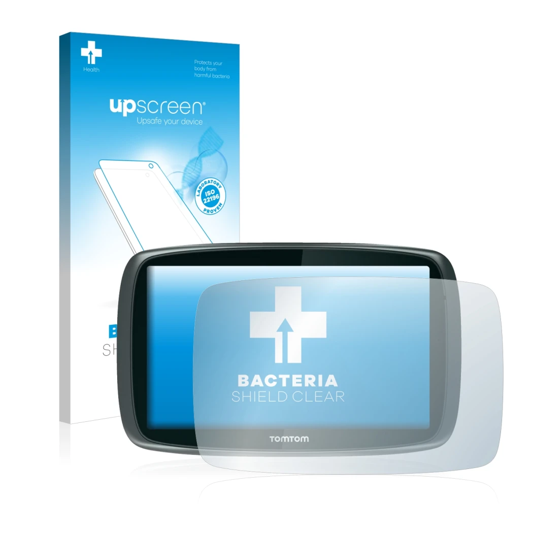 Front side of a product packaging with the brand logo upscreen. Next to it is the device TomTom GO 6000 shown with the corresp