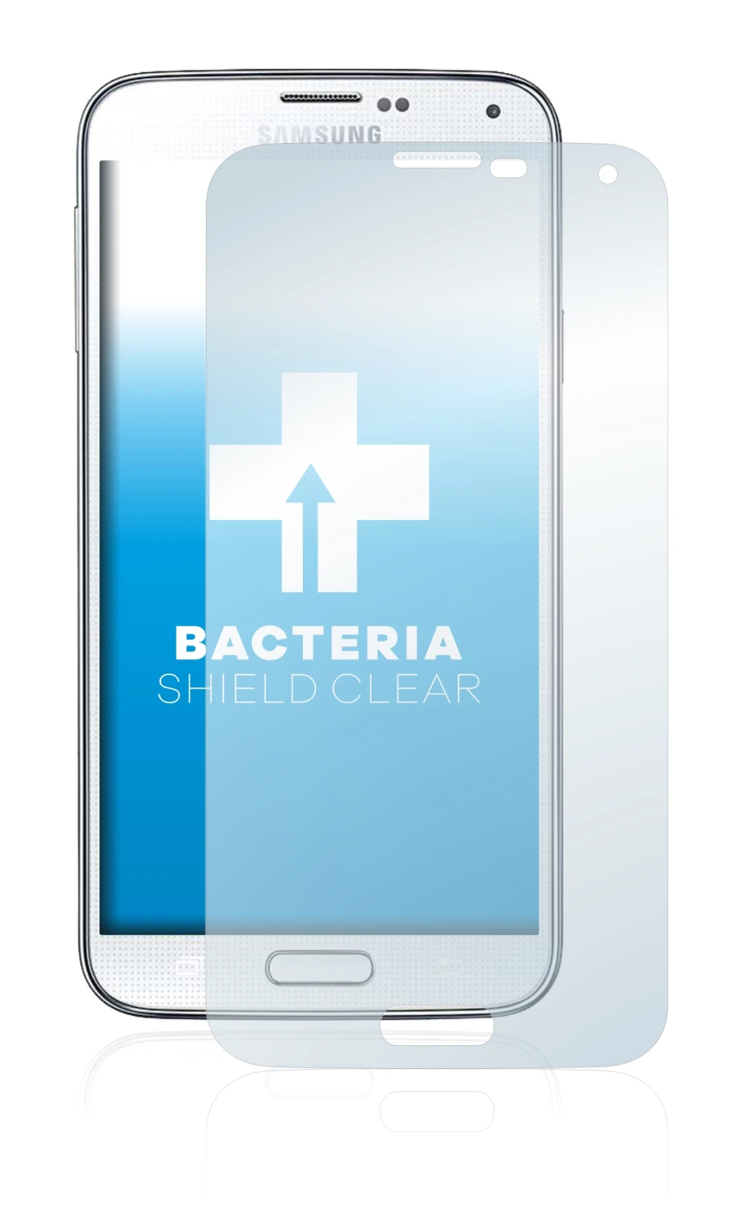 Image of the device Samsung Galaxy S5 with a wide variety of screen protectors.
