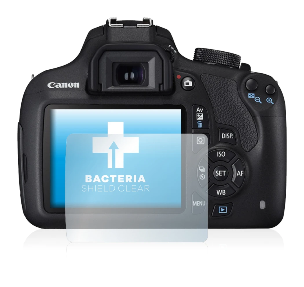 Image of the device Canon EOS 1200D with a wide variety of screen protectors.