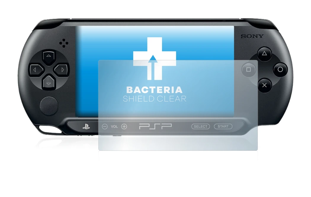 Image of the device Sony PSP 2000 with a wide variety of screen protectors.