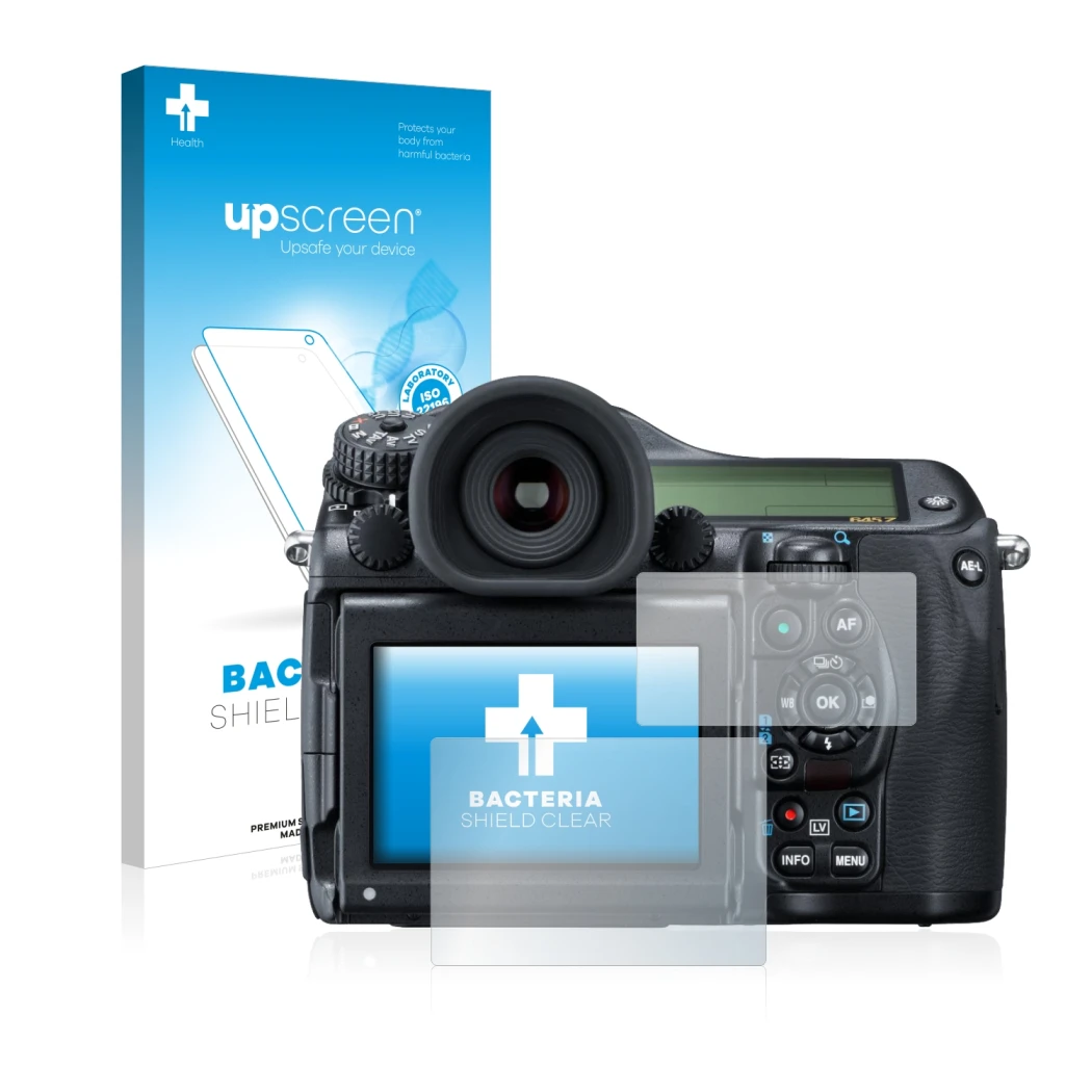 Front side of a product packaging with the brand logo upscreen. Next to it is the device Pentax 645Z shown with the correspond