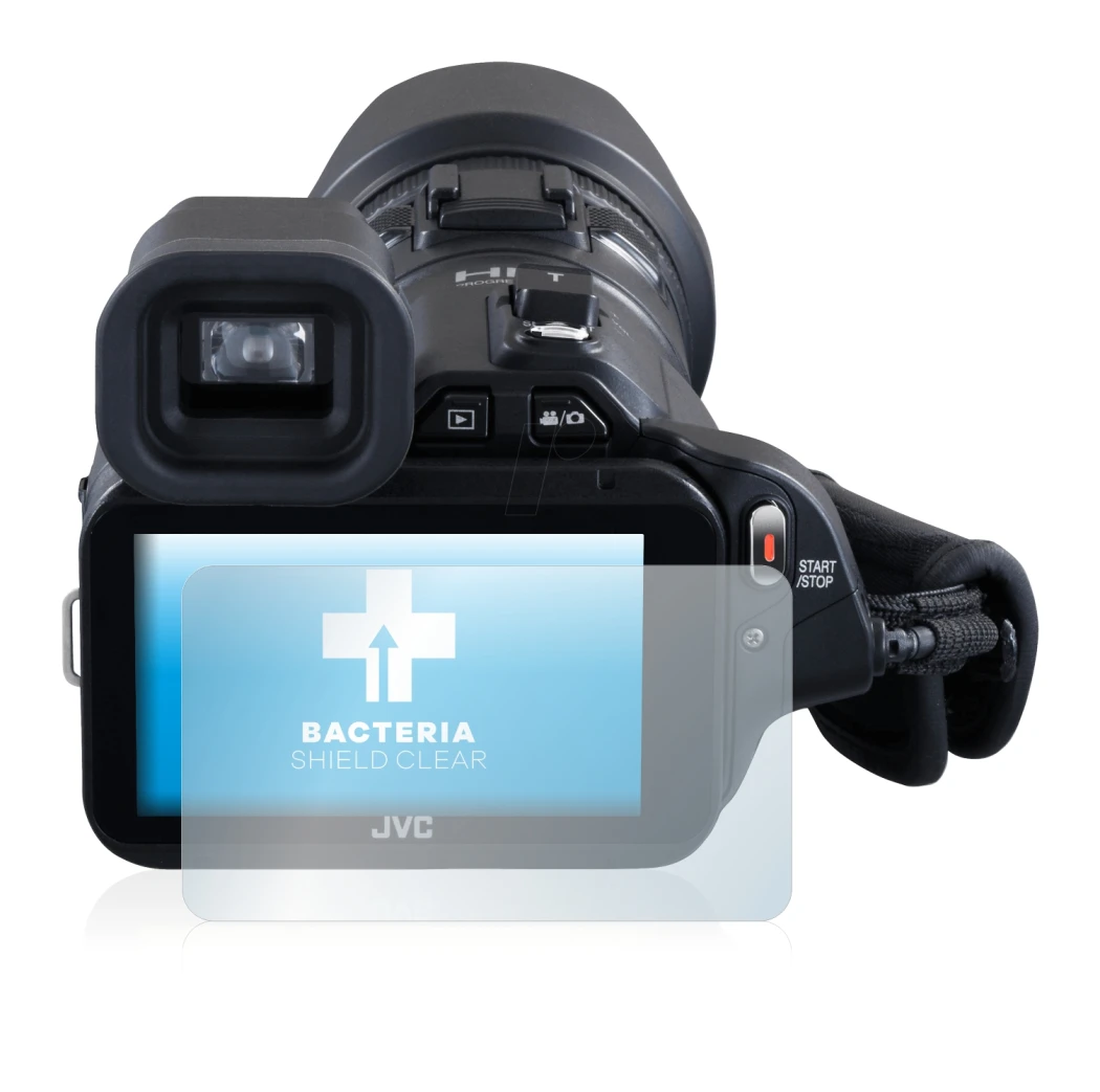 Image of the device JVC GC-PX100BEU with a wide variety of screen protectors.