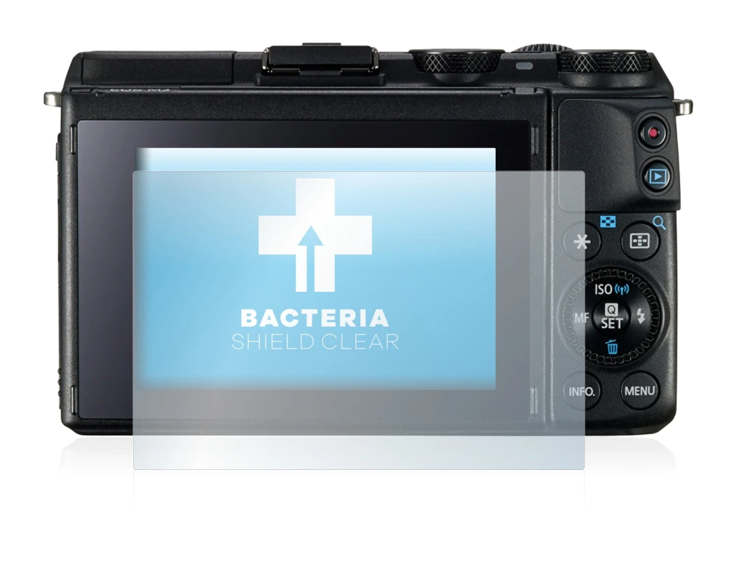 Image of the device Canon EOS M3 with a wide variety of screen protectors.