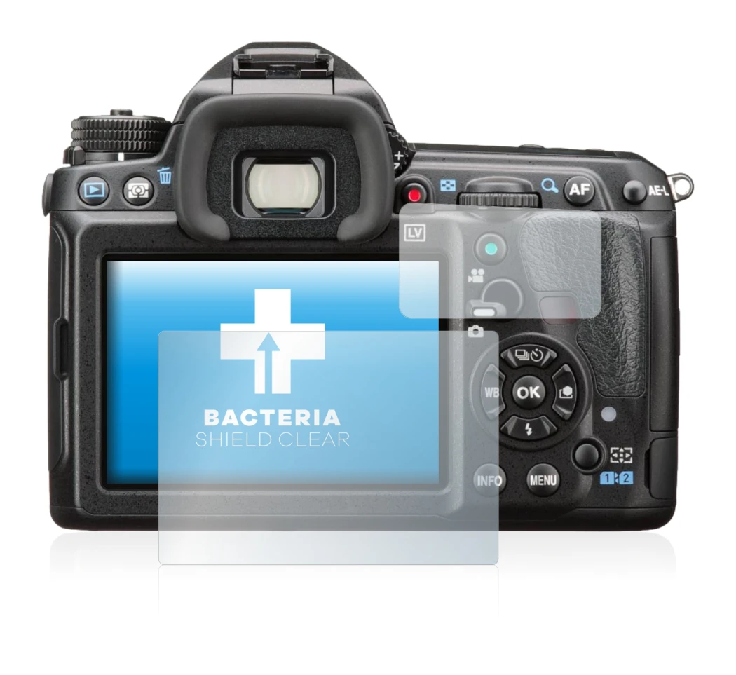 Image of the device Pentax K-3 II with a wide variety of screen protectors.