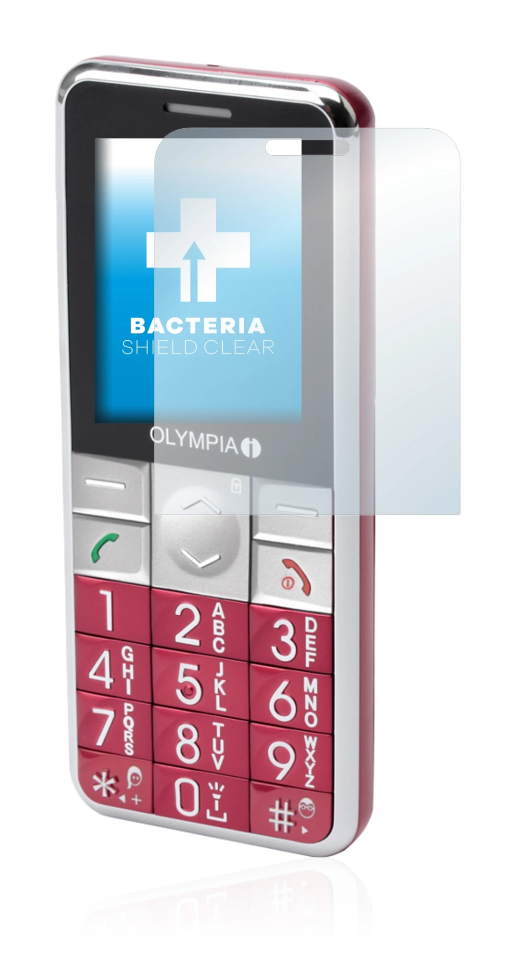 Image of the device Olympia Viva Plus with a wide variety of screen protectors.