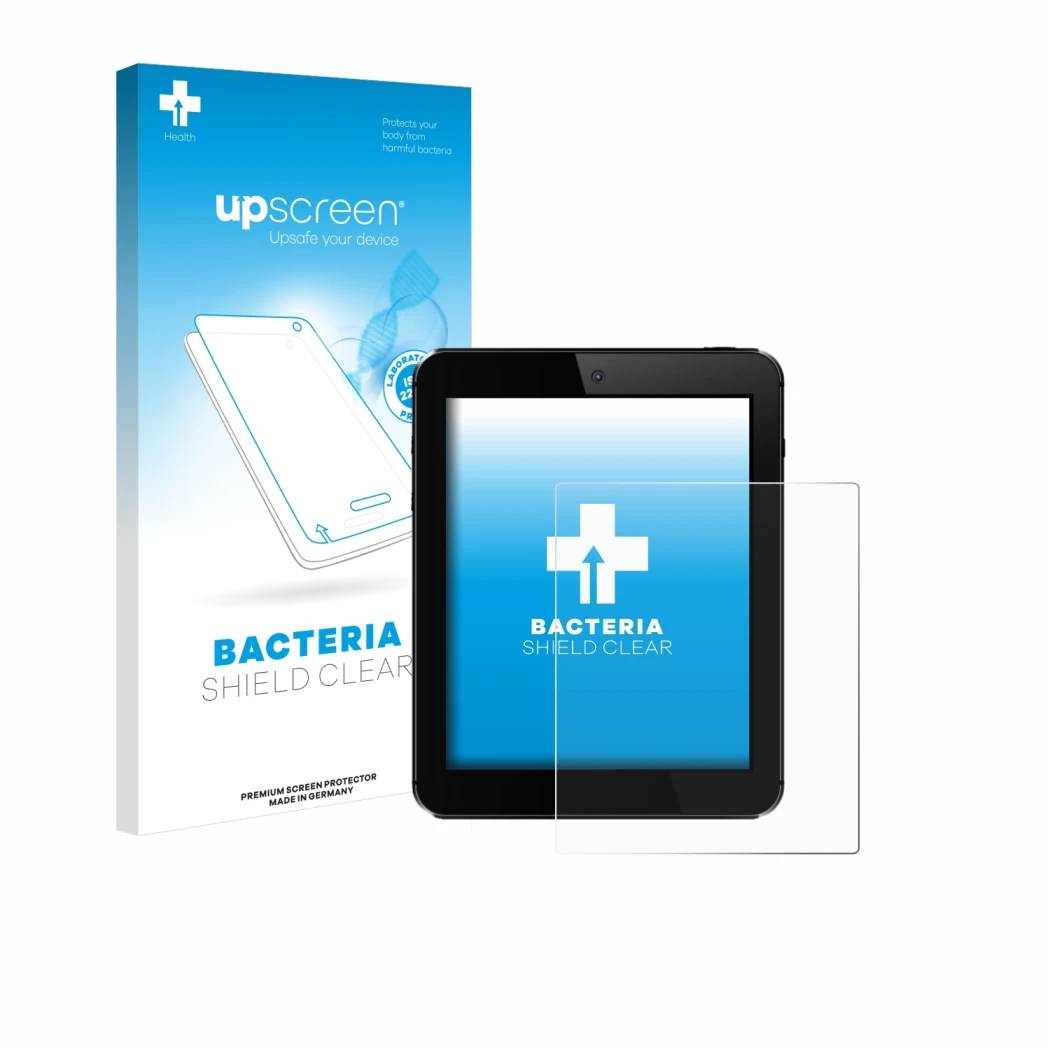 Front side of a product packaging with the brand logo upscreen. Next to it is the device shown with the corresponding screen p