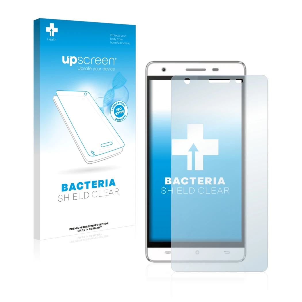 Front side of a product packaging with the brand logo upscreen. Next to it is the device Cubot H2 shown with the corresponding
