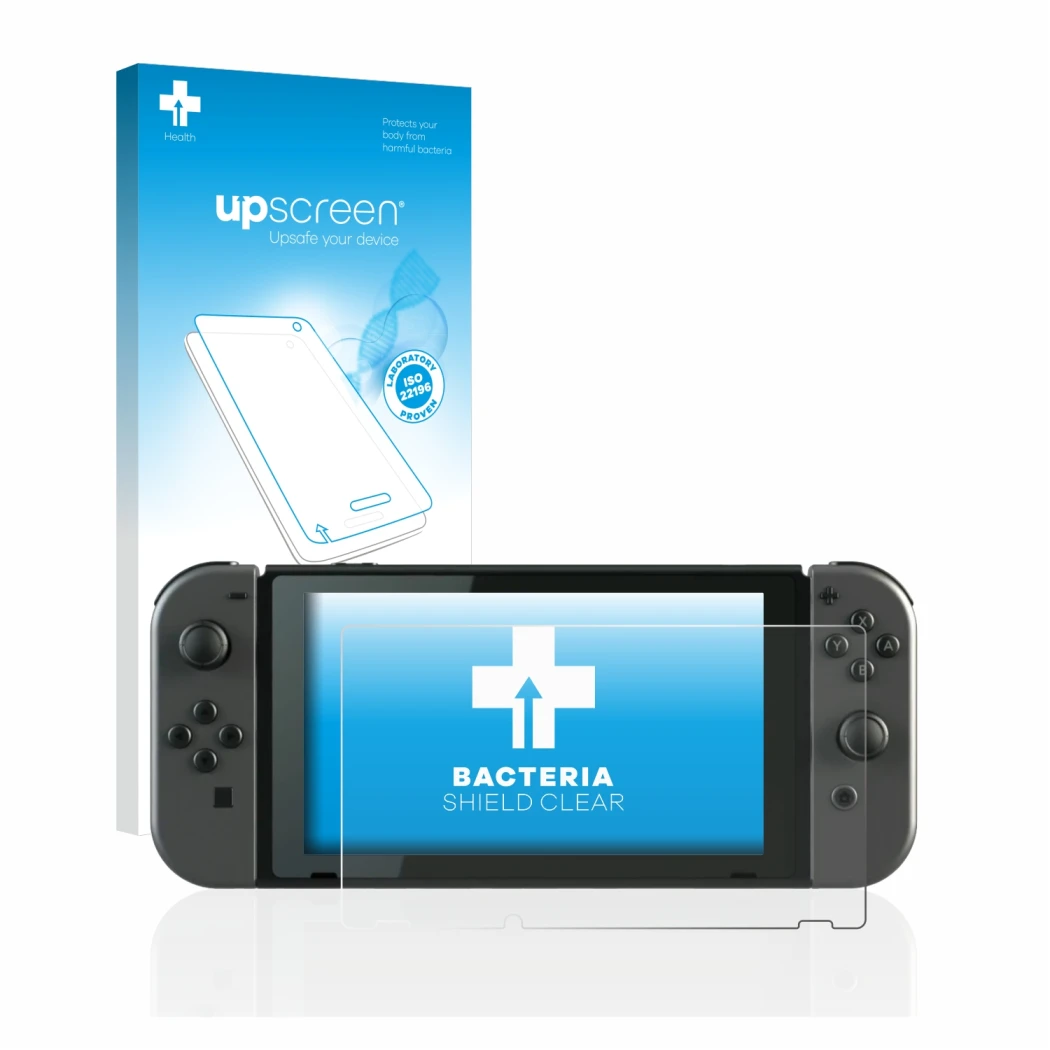 Front side of a product packaging with the brand logo upscreen. Next to it is the device Nintendo Switch shown with the corres