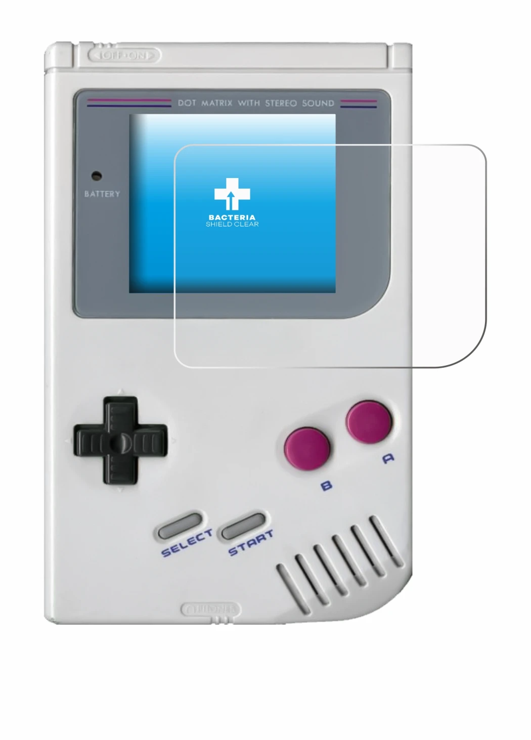 Image of the device Nintendo Gameboy (1989) with a wide variety of screen protectors.