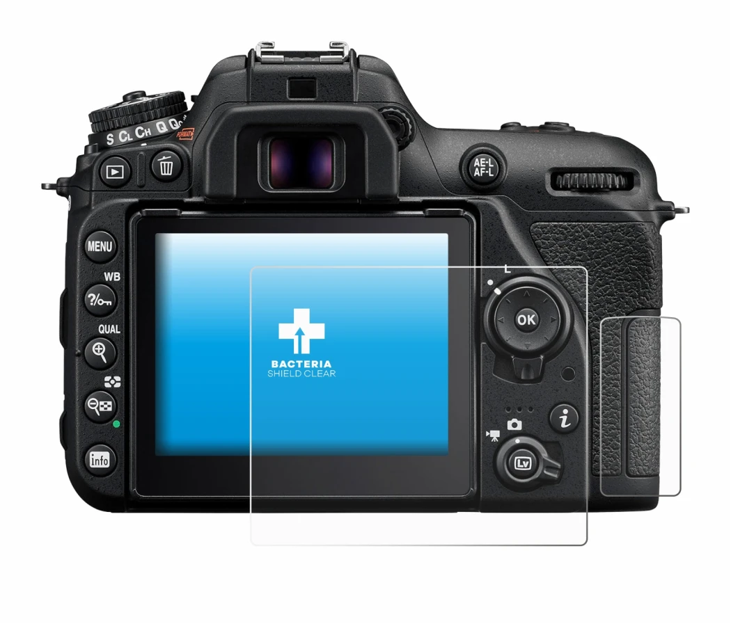 Image of the device Nikon D7500 with a wide variety of screen protectors.