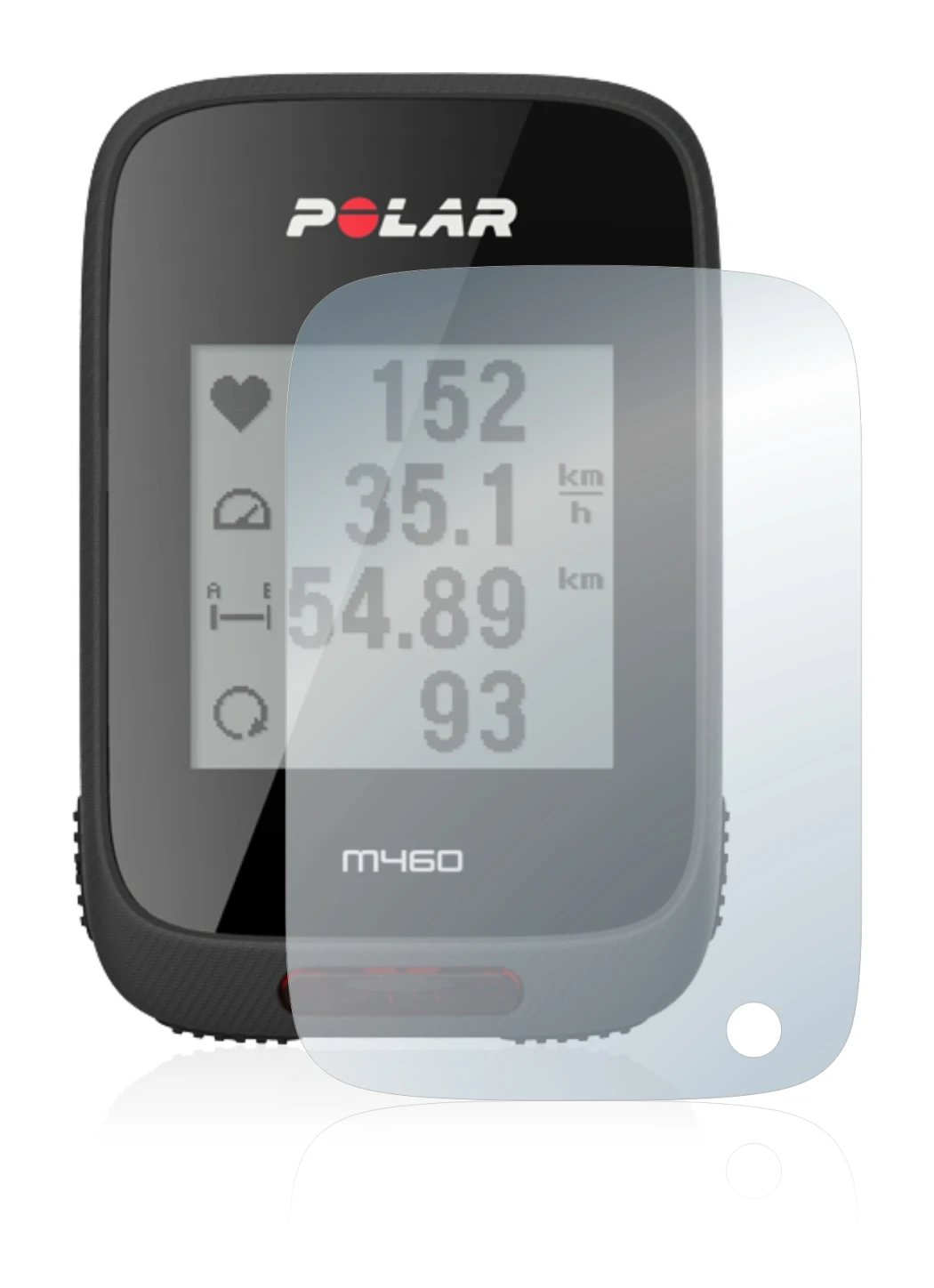 Image of the device Polar M460 with a wide variety of screen protectors.
