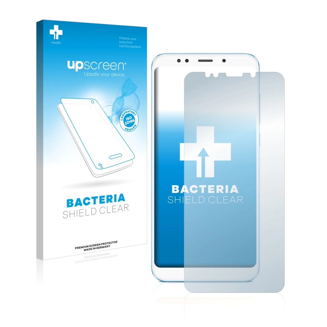 Front side of a product packaging with the brand logo upscreen. Next to it is the device Xiaomi Redmi 5 Plus shown with the co
