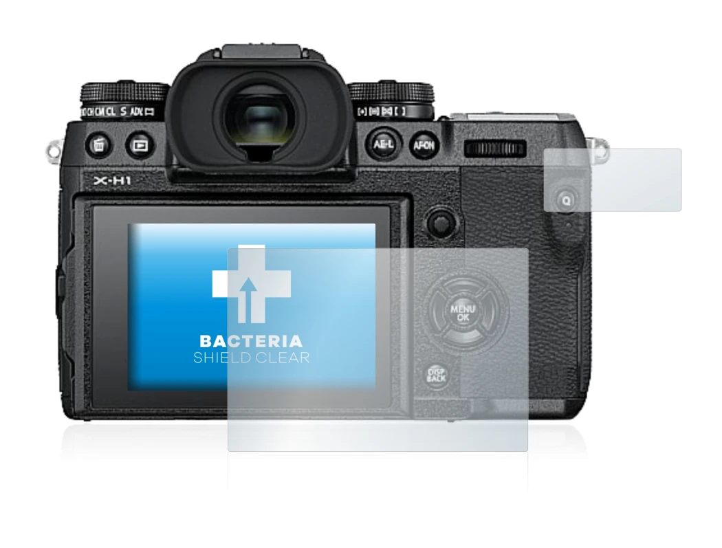 Image of the device Fujifilm X-H1 with a wide variety of screen protectors.