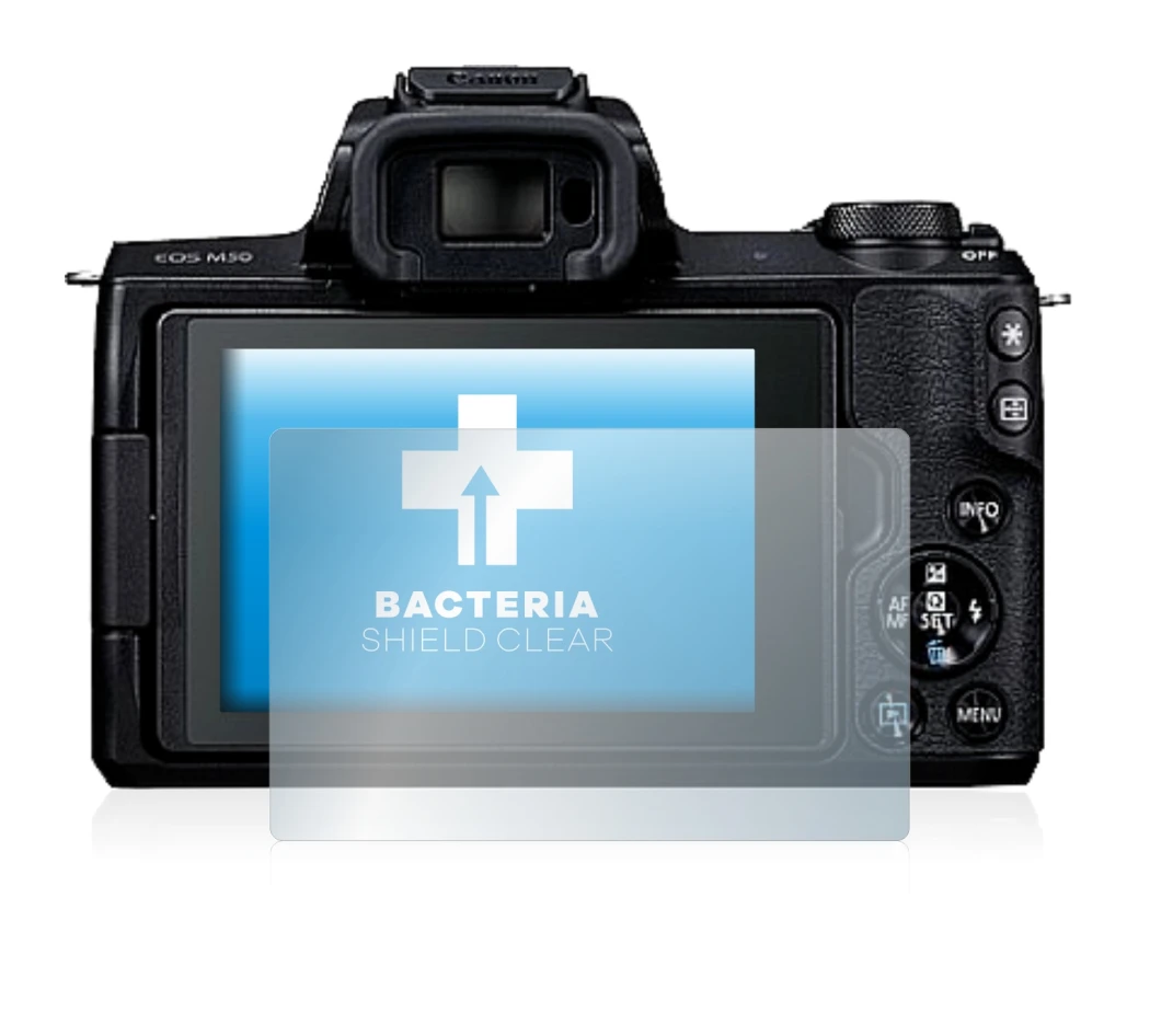 Image of the device Canon EOS M50 with a wide variety of screen protectors.