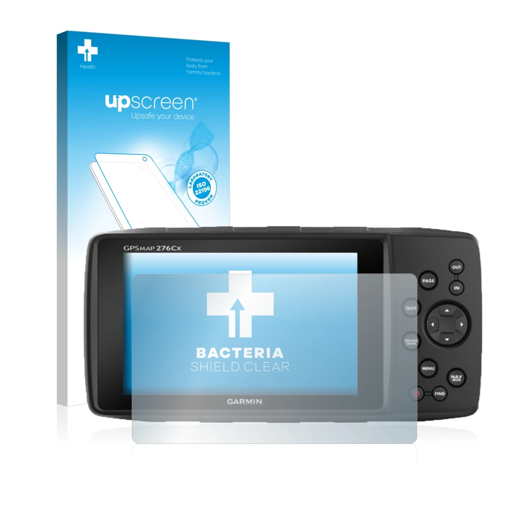 Front side of a product packaging with the brand logo upscreen. Next to it is the device Garmin GPSMAP 276Cx shown with the co