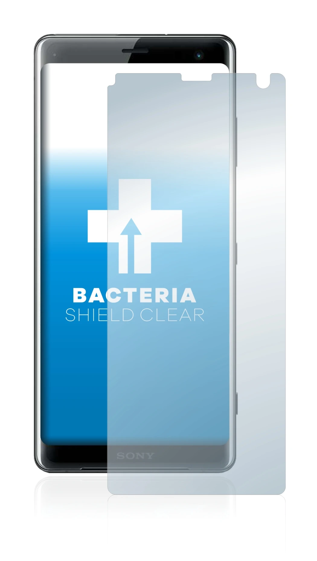 Image of the device Sony Xperia XZ3 with a wide variety of screen protectors.