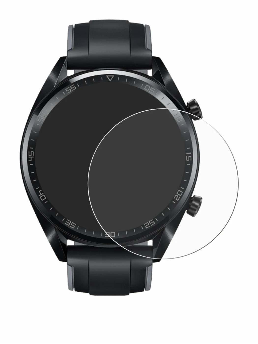 Image of the device Huawei Watch GT (46 mm) 2018 with a wide variety of screen protectors.