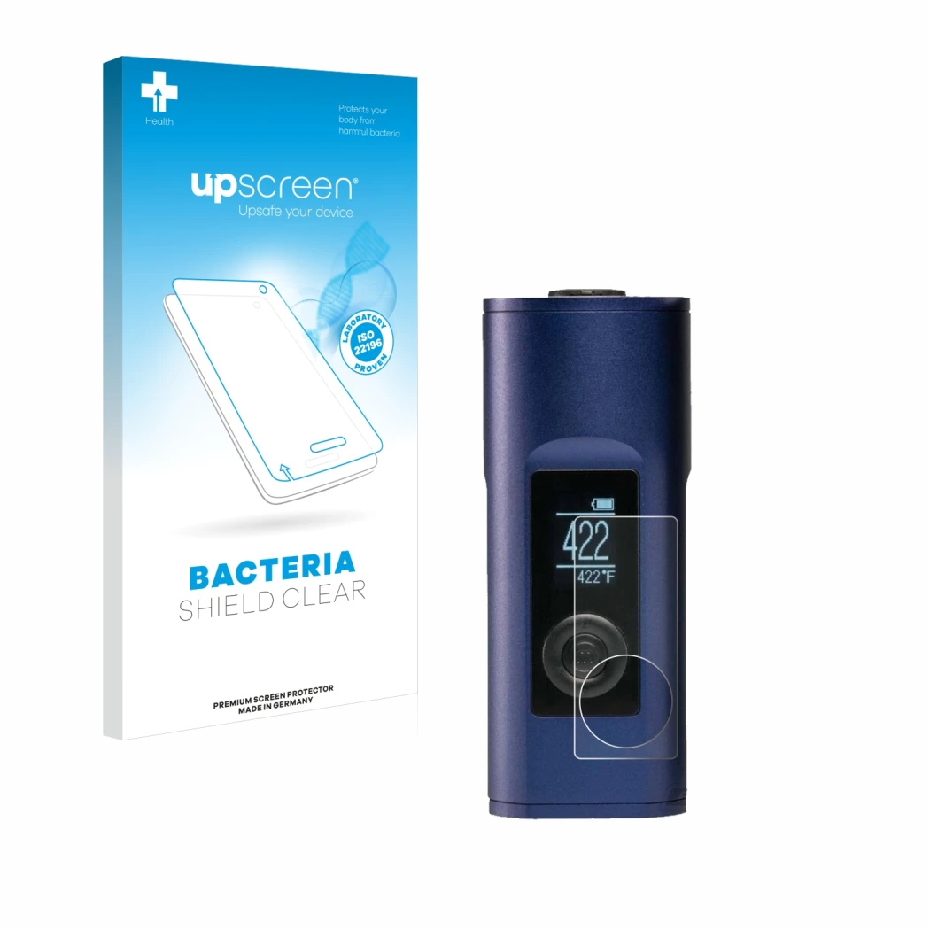 Front side of a product packaging with the brand logo upscreen. Next to it is the device Arizer Solo 2 shown with the correspo