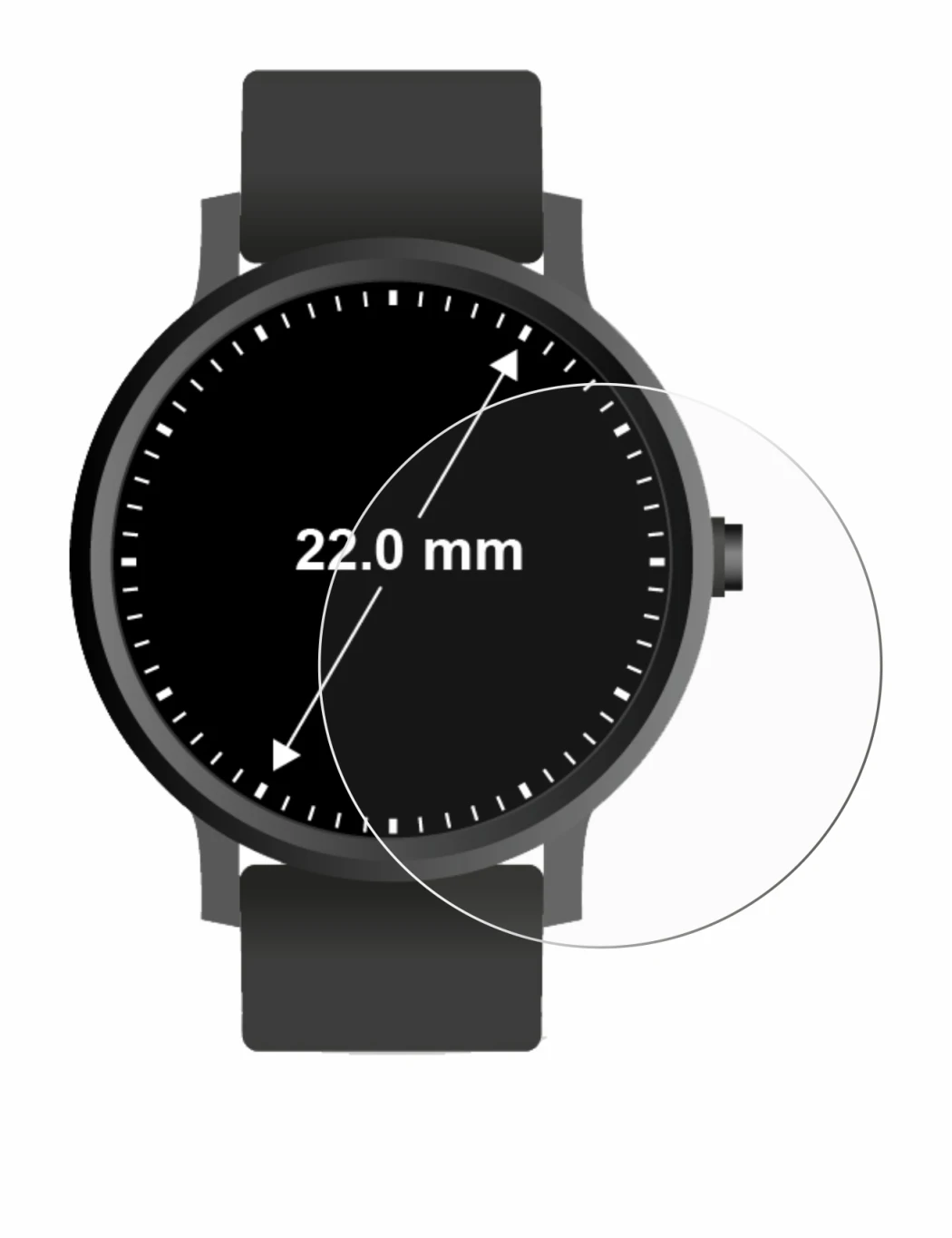 Image of the device Circular Displays (ø: 22 mm) with a wide variety of screen protectors.