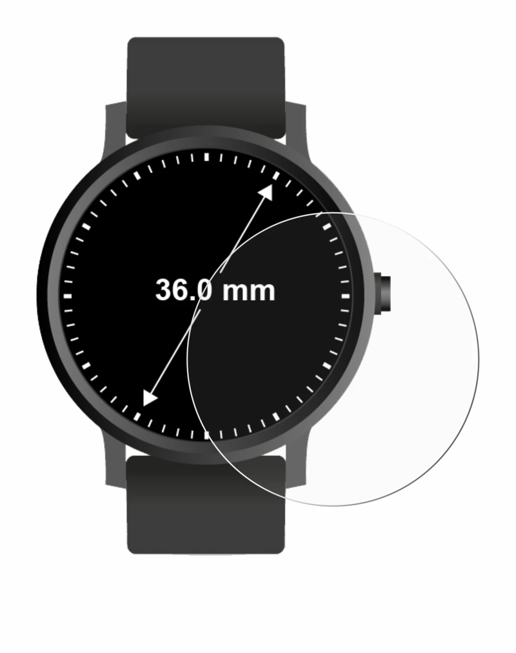Image of the device Circular Displays (ø: 36 mm) with a wide variety of screen protectors.