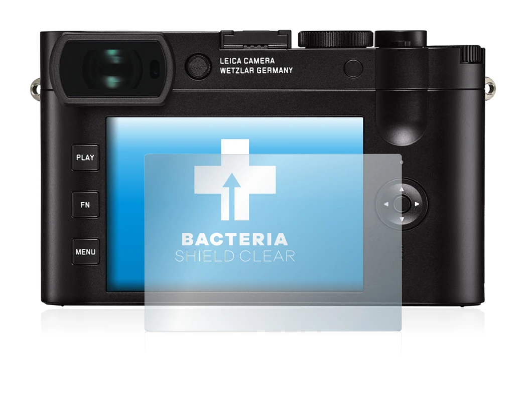 Image of the device Leica Q2 with a wide variety of screen protectors.