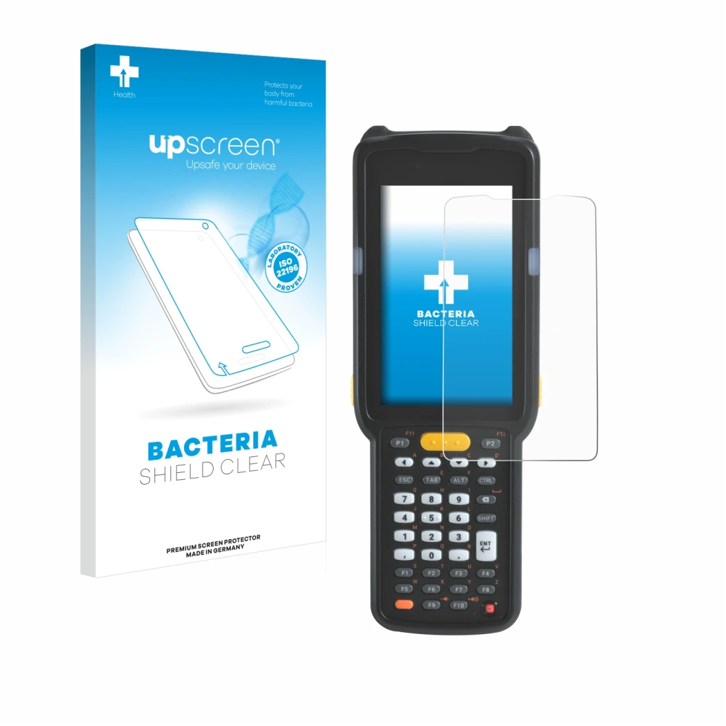 Front side of a product packaging with the brand logo upscreen. Next to it is the device Zebra MC330 shown with the correspond